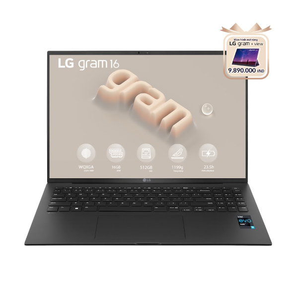 Laptop LG Gram 16ZD90R-G.AX55A5 (Core i5 1340P/ 16GB RAM/ 512GB SSD/ Intel Iris Xe Graphics/ 16.0inch WQXGA/ NoOS/ Black/ Model 2023)