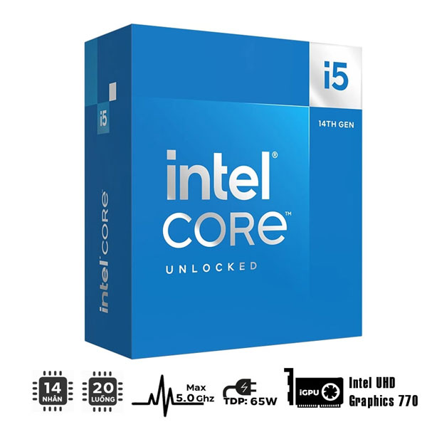 CPU Intel Core i5-14500 (2.6GHz turbo up to 5.0GHz, 14 nhân 20 luồng, 24MB Cache, Raptor Lake)